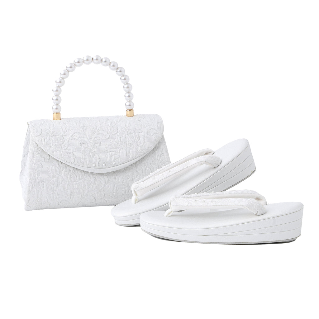 草履バッグ セット 留袖 訪問着 フォーマル 着物 振袖 結婚式 成人式 日本製 浅草謹製 パール手 白黒カブセ 玉入