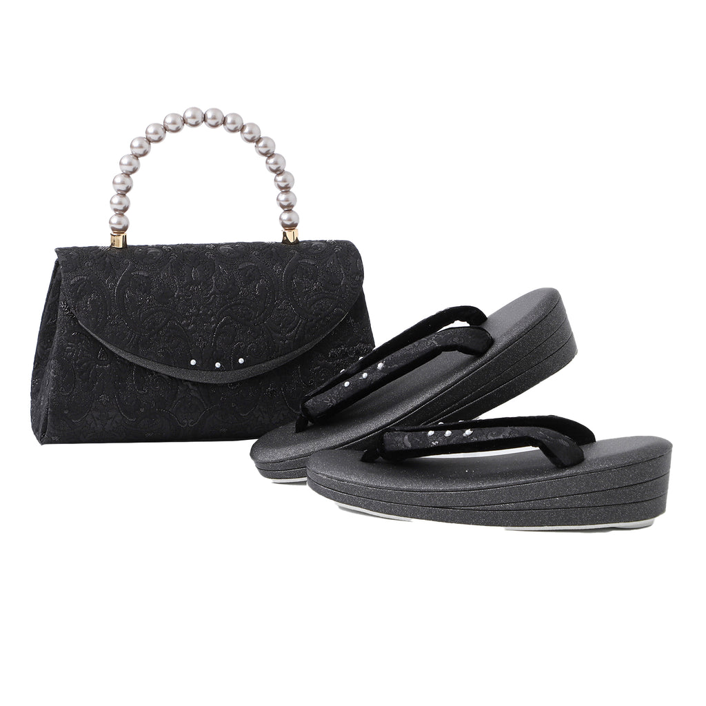 草履バッグ セット 留袖 訪問着 フォーマル 着物 振袖 結婚式 成人式 日本製 浅草謹製 パール手 白黒カブセ 玉入